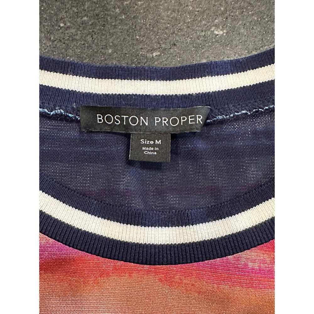 Boston Proper‎ Mesh Tank Top M Colorful Stripe Layered Sleeveless - Picture 7 of 14